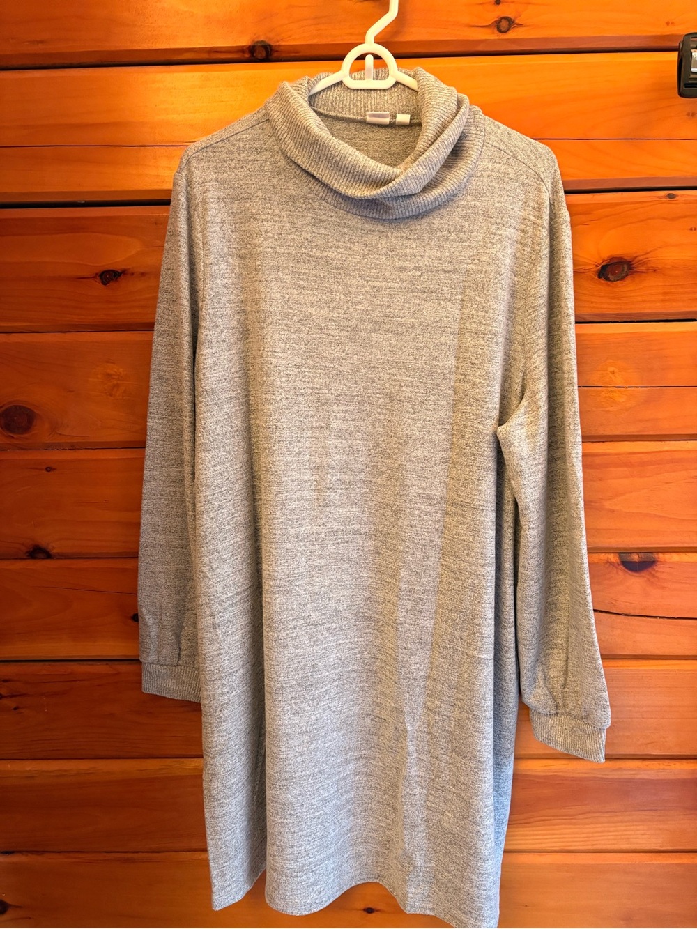 Cowlneck Longline Sweater Dress - Gray
